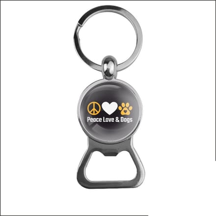 Bieropener Glas - Peace Love & Dogs