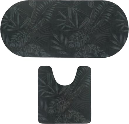 Tendance badkamer matten set Dark Urban Oasis - toiletmat/badmat lang - microfiber - antislip