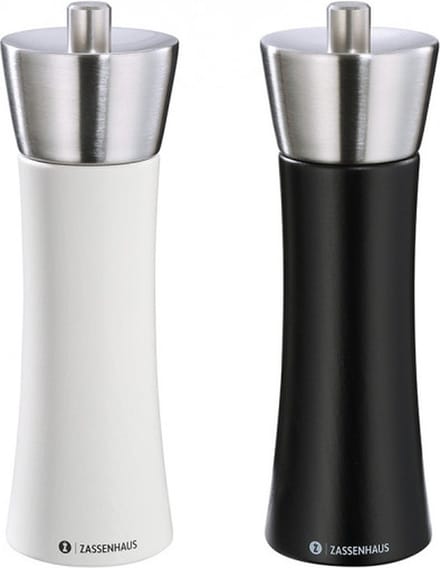 Zout- en pepermolen Zassenhaus Augsburg - 18cm - Zwart Wit - Set