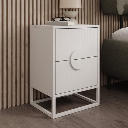 Meubella - Nachtkastje Allegany - Wit - 38 cm