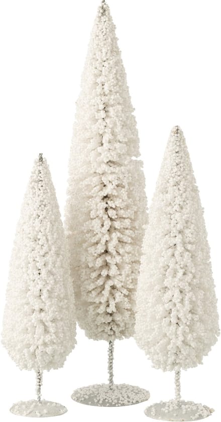 J-Line decoratie Kerstboom - kunststof - wit - large