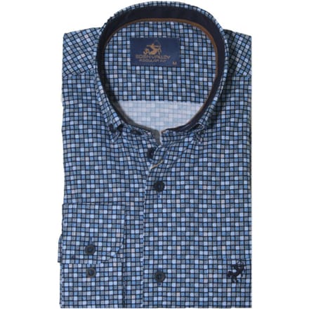Eden Valley - Lange mouw overhemd - Mannen - M - Blauw - Katoen - 515026 Regular fit