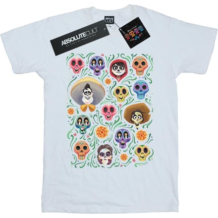 Disney Heren Coco Hoofden Patroon T-shirt (Wit)