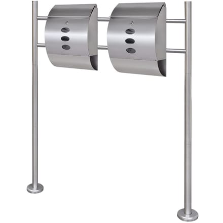 Boîte aux lettres double en acier inoxydable avec support