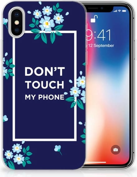 Apple iPhone X | Xs Silicone-hoesje Flowers Blue DTMP