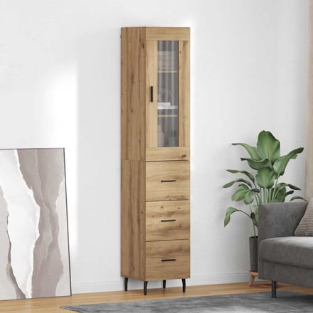 vidaXL Highboard Artisan Eiken 34,5 x 34 x 180 cm Bewerkt hout