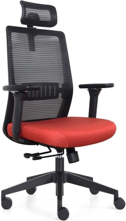 IVOL Ergonomische Bureaustoel Napoli Deluxe 4D Rood - Volwassenen - Verstelbaar - Netbekleding