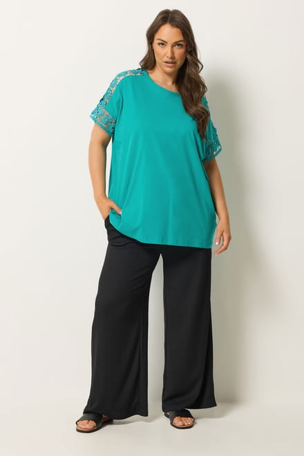 Yours Roze Gehaakt Tshirt Met Gehaakte Mouwen Size 42