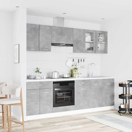 vidaXL - Keuken - Eenheid - Lyon - 8 - st - Betongrijs - Bewerkt - hout