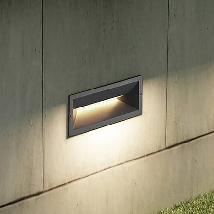 Lucande LED wand inbouwlamp Jaano, antraciet, aluminium, IP65