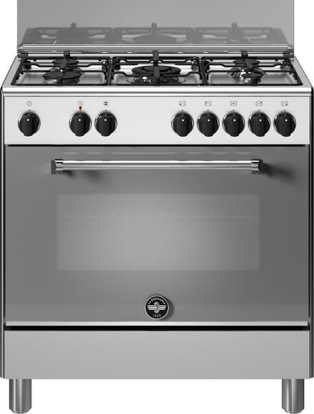 La Germania AM85C61DXT Fornuis 80 cm. 5-pits gas met wok. RVS