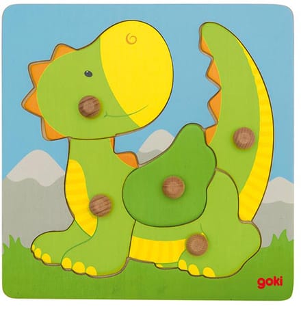 GOKI Steekpuzzel - Draak - 5 Delen - 20,5X20,5Cm - Hout - 1 Jaar