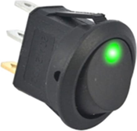 Tuimelschakelaar Auto SPST rond 12V 20A met Led- Kleur groen - wipschakelaar