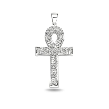 Juwelier Zwartevalk zilveren (gerhodineerd) ankh kruis hanger - 24.193