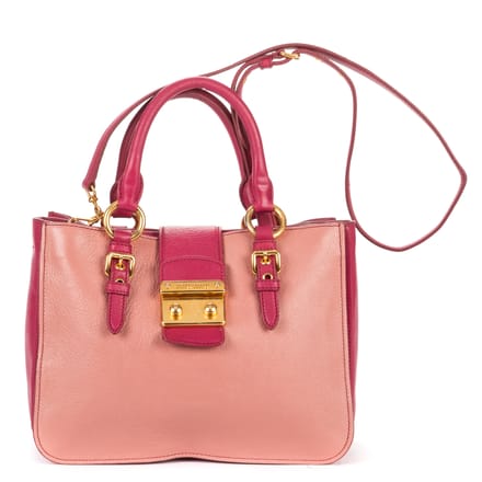 Two color Pushlock Tote   schoudertas