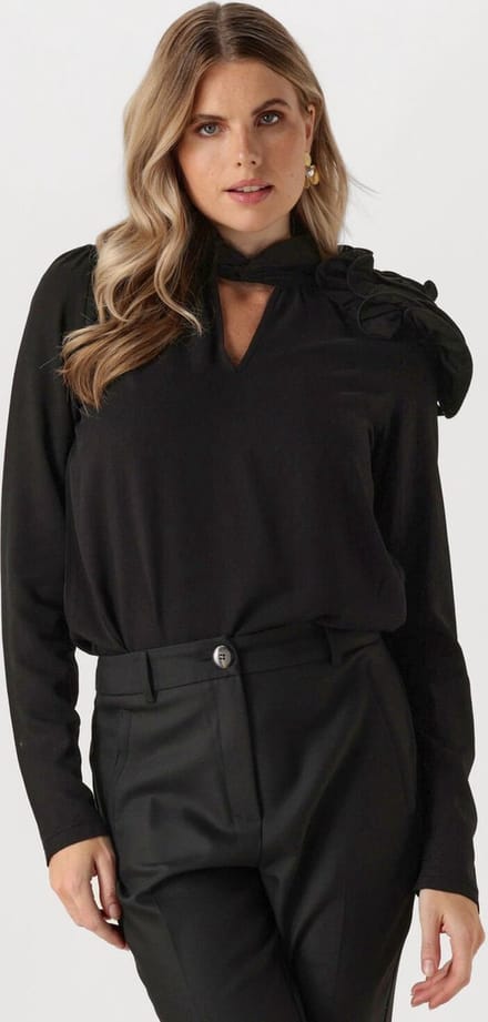 Jansen Amsterdam S181 Blouse Arlette Dames - Jurken - Zwart - Maat M
