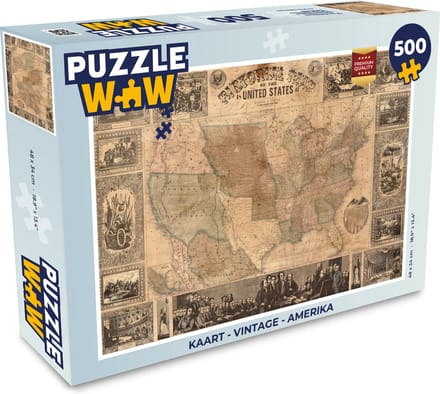 Puzzel Kaart - Vintage - Amerika - Legpuzzel - Puzzel 500 stukjes
