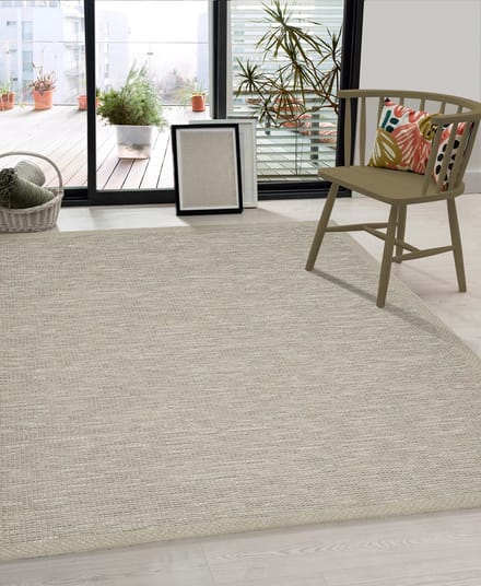 the carpet Calgary - Robuust Vloerkleed, Modern Design, Plat Geweven, Beige, 67 x 180 cm