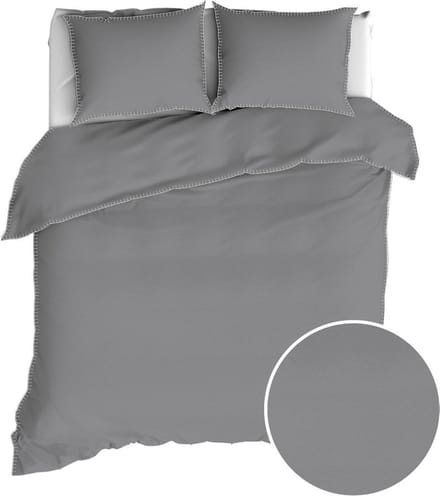 Romanette FLANEL Dekbedovertrek 200x200/220 Visconti antra/wit