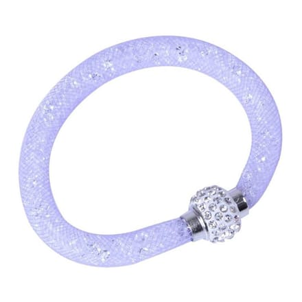 Fako Bijoux® - Armband - Sterrenstof Disco Dots - Paars/Wit