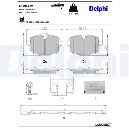 Remblokset, schijfrem DELPHI LP5069EV