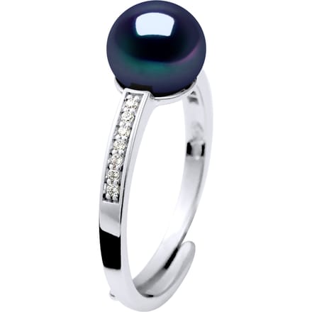 Ring Zoetwater Parel sieraden 7-8mm Black zirkonium oxides en 925