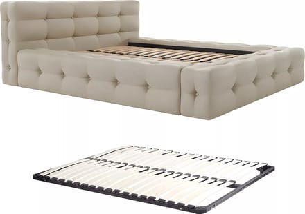 Vente-unique Bedframe stof beige 140 x 190 cm