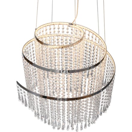 Reality Leuchten Pomp LED hanglamp, Ø 48 cm, chroom, acryl/metaal, CCT