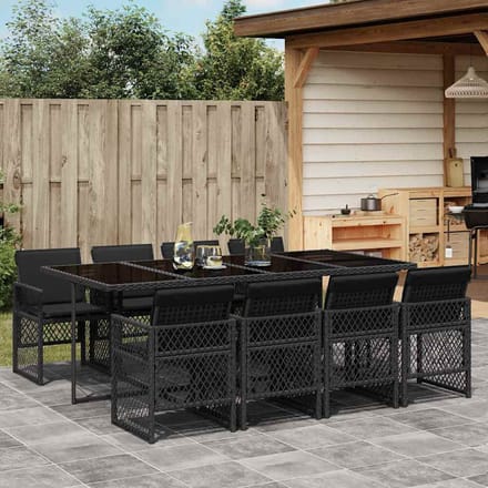 vidaXL - 9-delige - Tuinset - poly - rattan - zwart