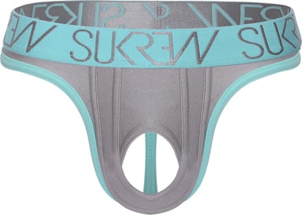 SUKREW U-Style Classic Thong Silver Sparkle - MAAT M - Erotisch Heren Ondergoed - String voor Man - Sexy mannen String
