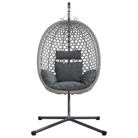 vidaXL - Hangende - ei-stoel - poly - rattan - 104 - x - 100 - x - 191 - cm - Grijs