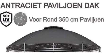 El Jardin - Waterdicht dak - Rond - 350 cm paviljoen Antraciet