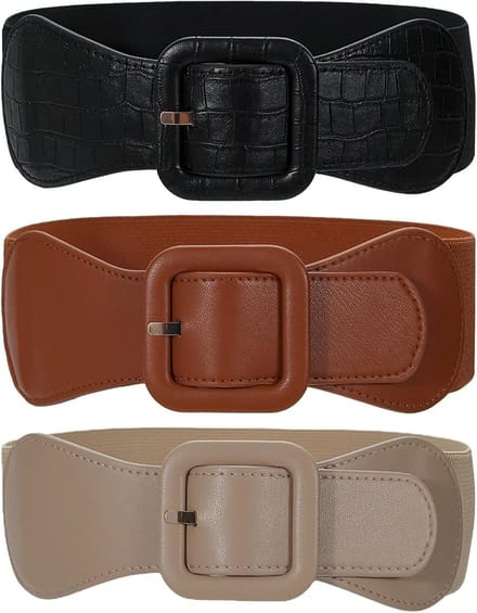 Modieuze brede elastische tailleband voor dames, rekbare riem voor jurken en blouses, 3 stuks, 75 x 6 cm
