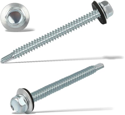 Zelftappende schroeven 6,3 x 75 mm - 60 stuks met afdichtringen voor weerbestendige montage