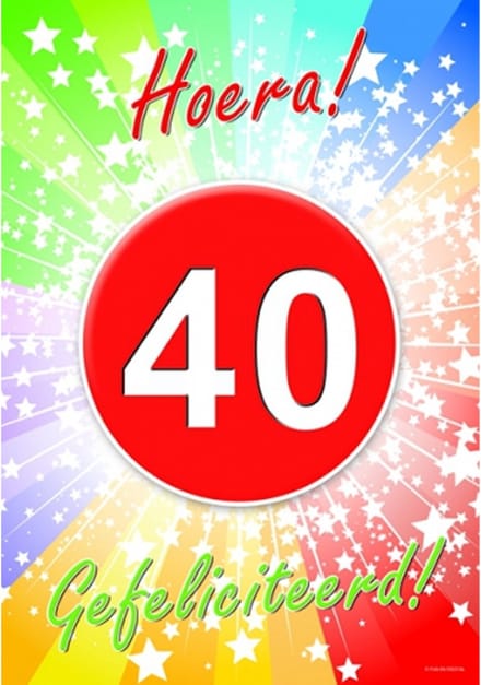 Bellatio Decorations verjaardag deurposter - 40 jaar - 59 x 42 cm - leeftijd feestartikelen