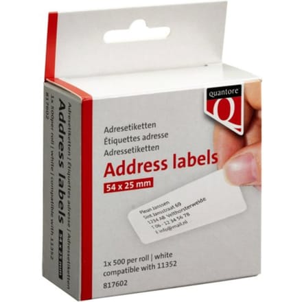 Dymo 11352 compatible labeletiketten wit - 54x25mm - 1 rol a 500 etikettem