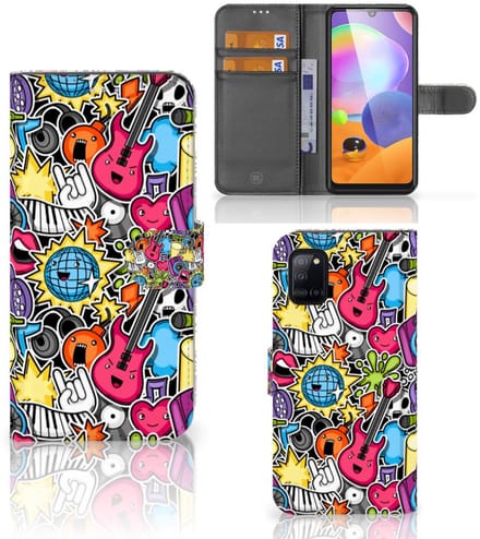 Samsung Galaxy A31 Wallet Case met Pasjes Punk Rock