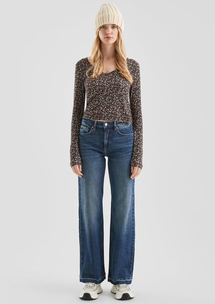QS - female - Catie jeans / Slim Fit / Hoge taille / Wijde pijpen