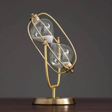 Zandloper Timer - Zandloper Glas - Tijdmanagement Hulpmiddel - Vintage Messing Design - 30D x 20B x 10H mm - Messing