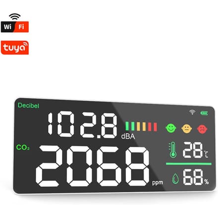 Tuya Wifi digitale wandgemonteerde decibelmeter kooldioxidemeter temperatuur- en vochtigheidstester Tuya WiFi Decibel Meter