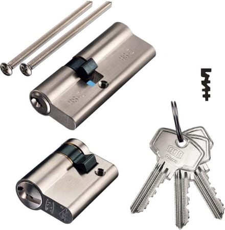 DOM Plura gelijksluitende combinatieset à 2 cilinders SKG2 1x30-30mm en 1x0-30mm