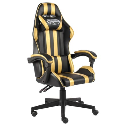 vidaXL - Racestoel - kunstleer - zwart - en - goudkleurig