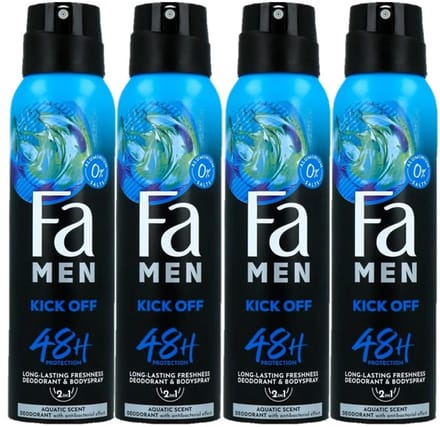 Fa Men Kick-Off - Deodorant & Bodyspray 2in1 - 4 x 150ml