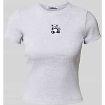 T-shirt met motiefstitching en ronde hals