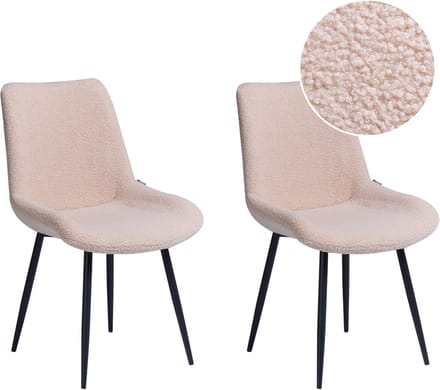 AVILLA - Eetkamerstoel set van 2 - Beige - Bouclé