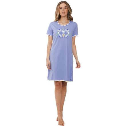 Dames Nachthemd Rebelle - Ikat - Bio Katoen - Lila - Maat 38