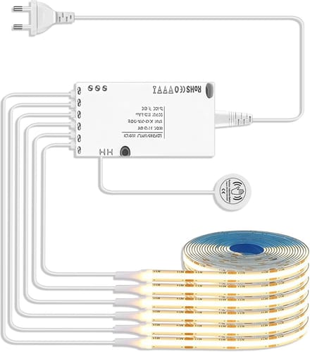 COB Ledstrip - Lichtstrip Kast - Accentverlichting - Met Aanraakschakelaar - 6x 1 Meter - Warm Wit