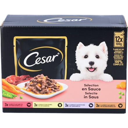 Cesar Maaltijdzakjes Multipack Selection In Saus - Hondenvoer - 12x100 g 12 stuks