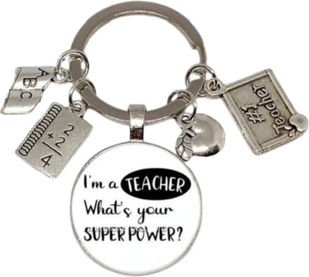 Sleutelhanger juf, meester | I'm a TEACHER What's your SUPERPOWER? | juffendag | afscheid, bedankt, kado juf