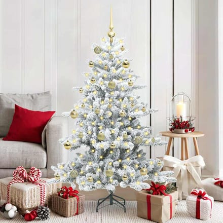 vidaXL - Kunstmatige - Hinged - Kerstboom - Wit - 150 - cm - PVC - en - Staal